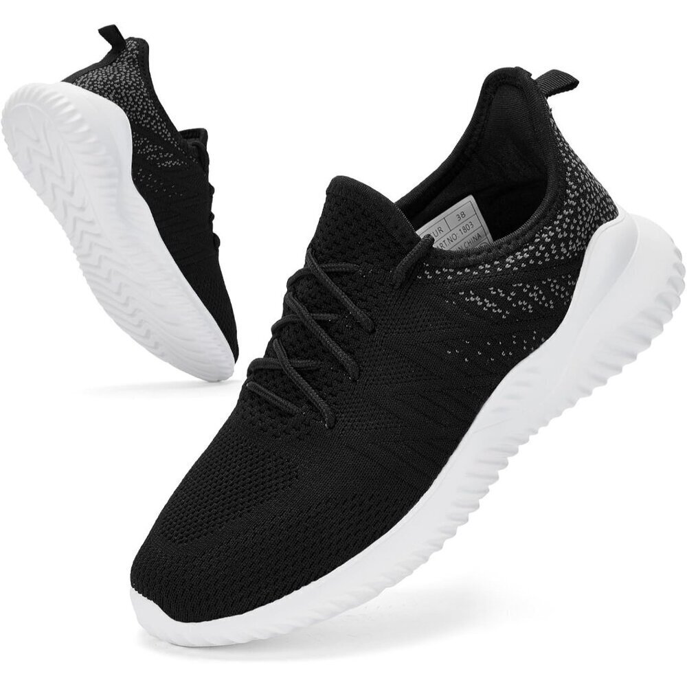 Women's Mixed Black Imported Memory Foam Lightweight Comfort Casual Sneakers